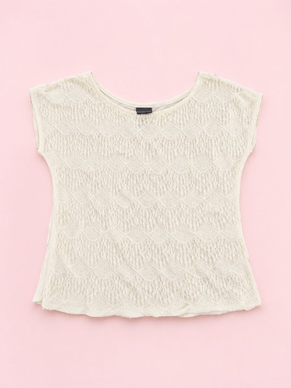Covington Off White Lace Cap-Sleeve Top, Size Large
